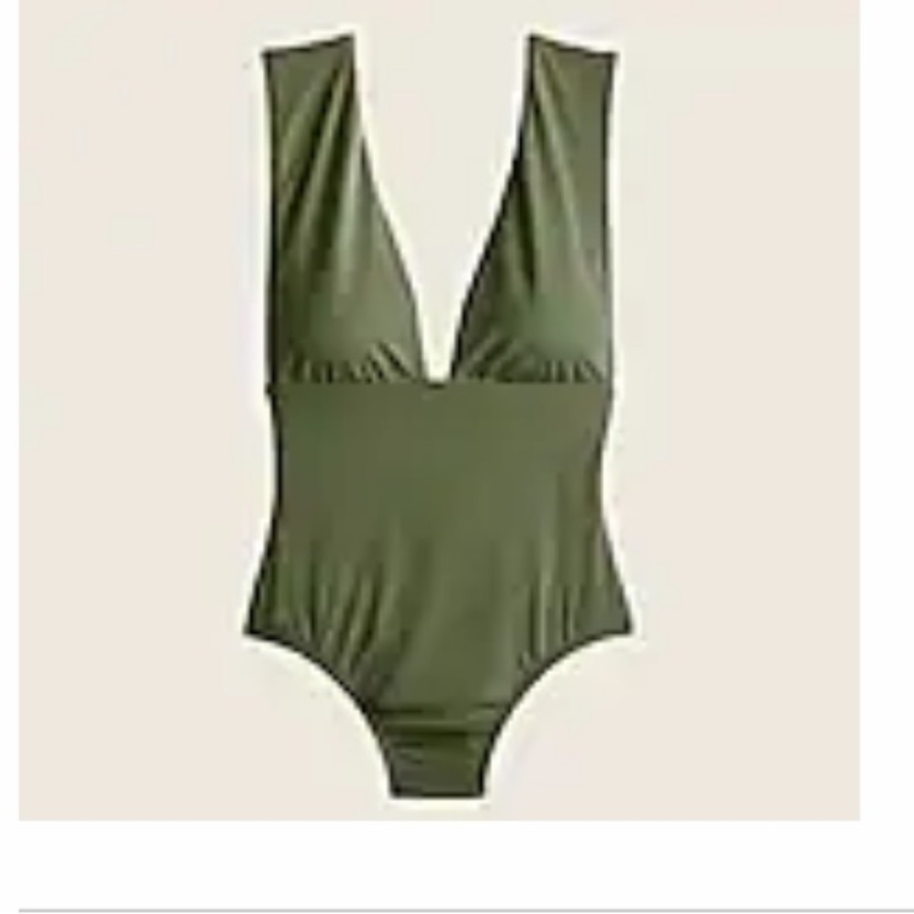 J Crew Long Torso Plunge V Neck One Piece Swim Suit